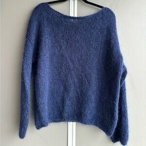 Handmade Knit Mohair Sweater Blue
